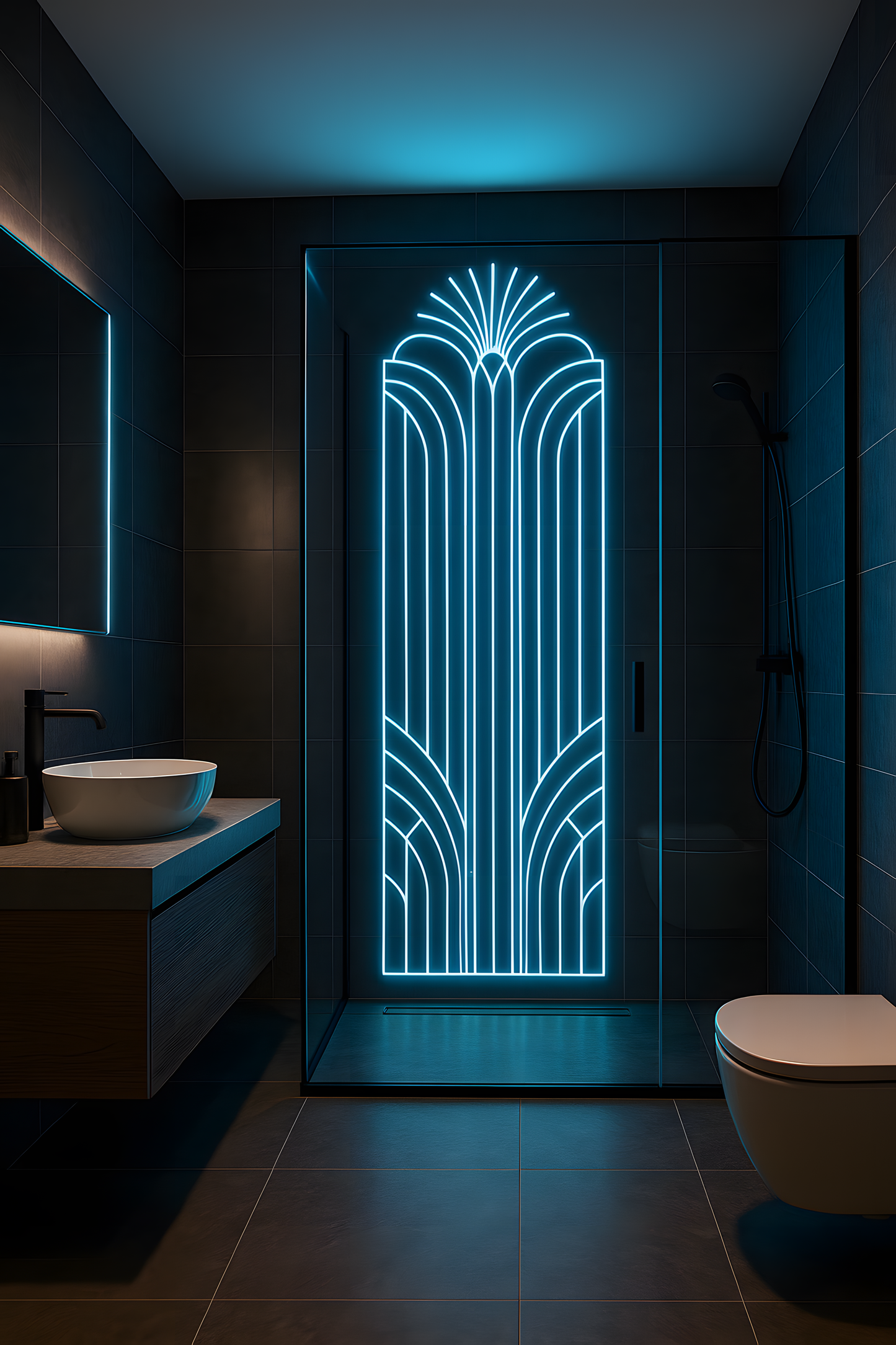 Art Deco Radiance Illuminated Glass Panel