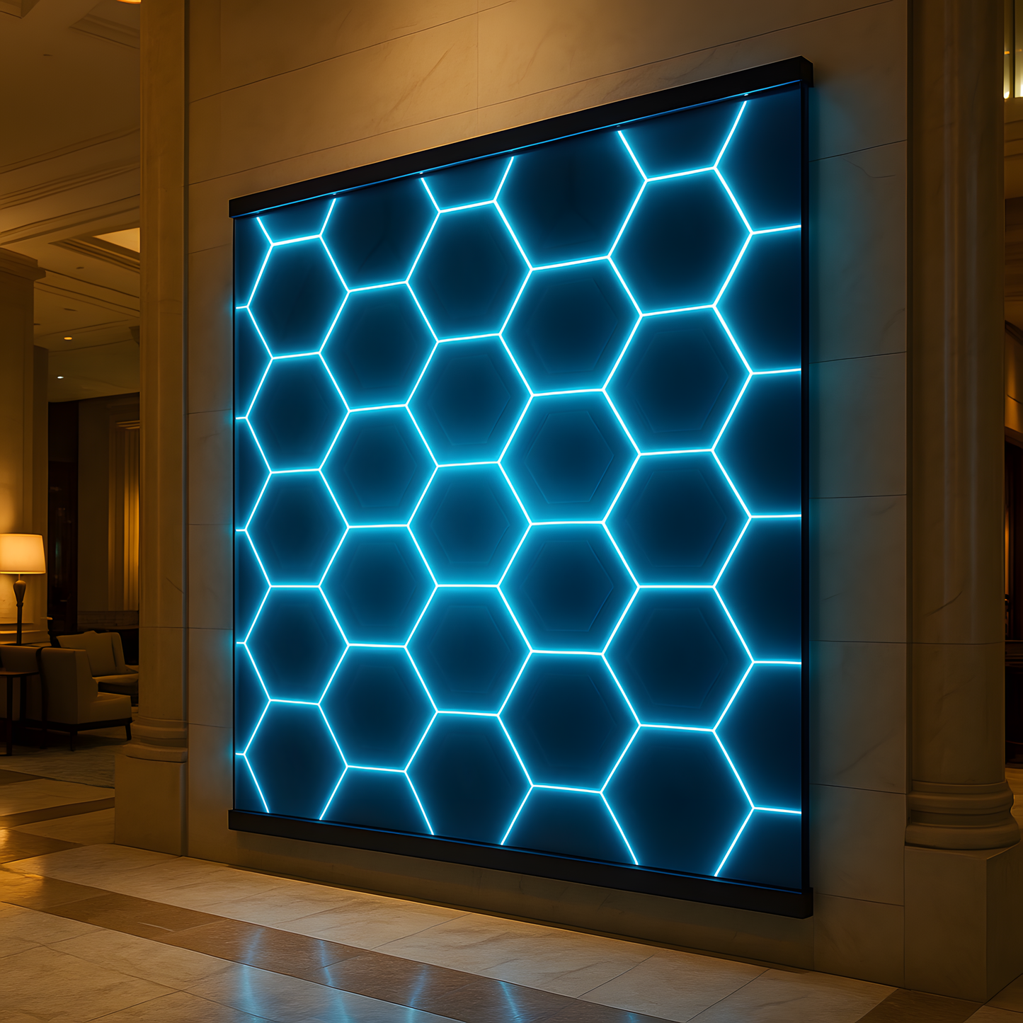 Illuminated Honeycomb Pattern LED Wall Art