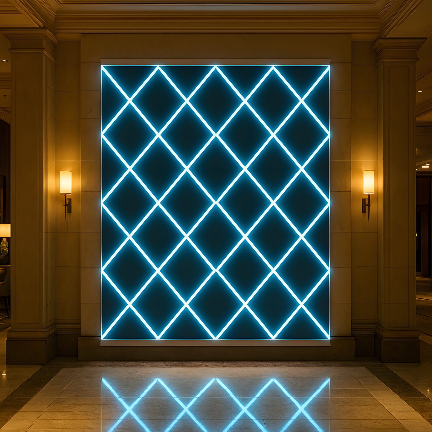 Illuminated Diamond Lattice LED Wall Feature