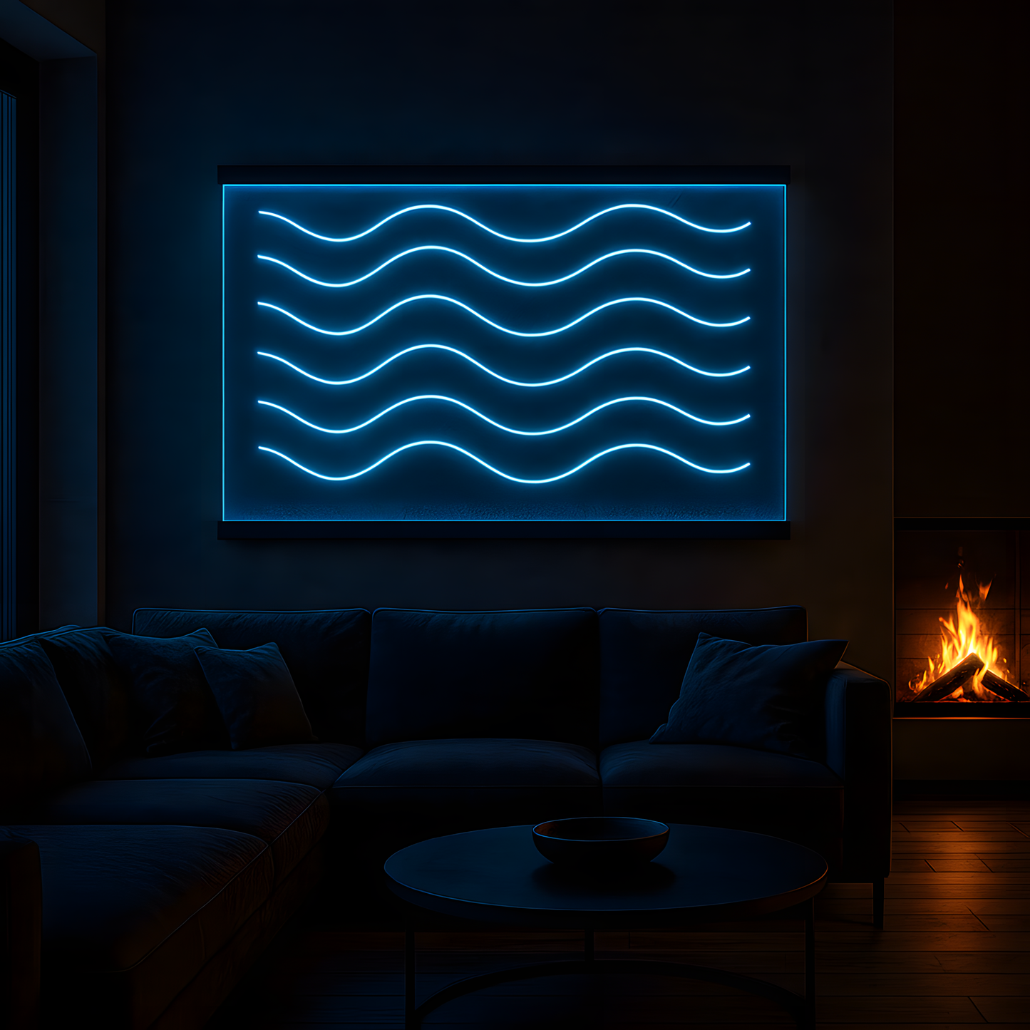 Illuminated Wavy Lines LED Wall Art