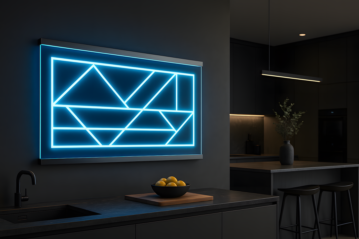 Illuminated Geometric Triangular Wall Art