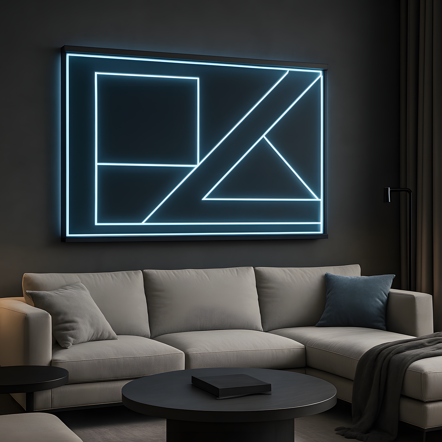 Illuminated Minimalist Square and Triangle Wall Art