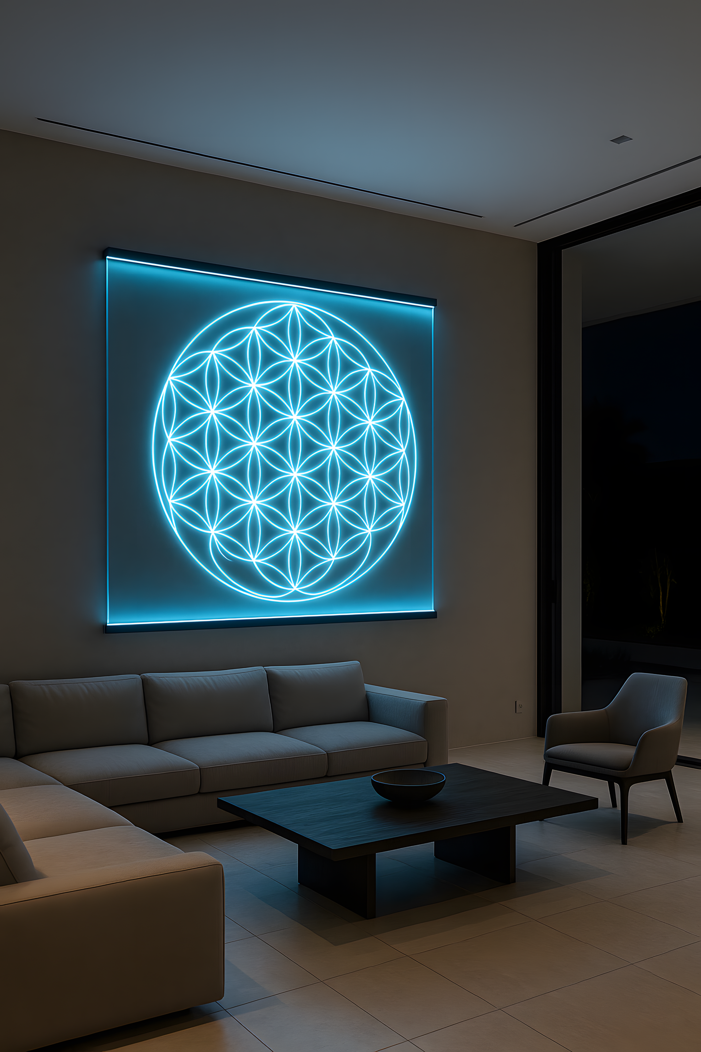 Illuminated Flower of Life LED Wall Art